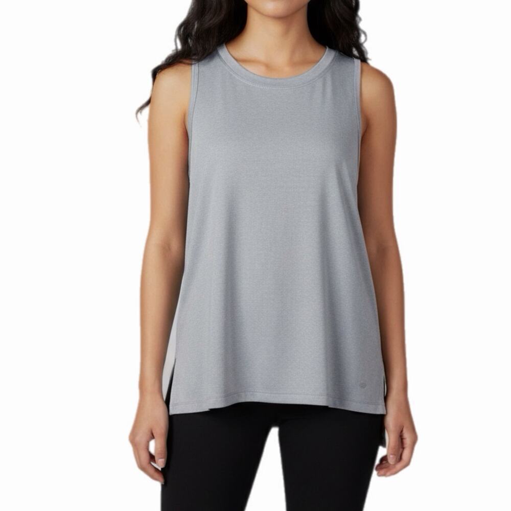 Champion Women's Duo Dry Muscle Tank Top S Gray High Low Hem Crew Neck Athletic